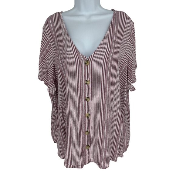 Torrid Rayon Crepe Button Front Short Sleeve Blouse Size 3X - Picture 1 of 8